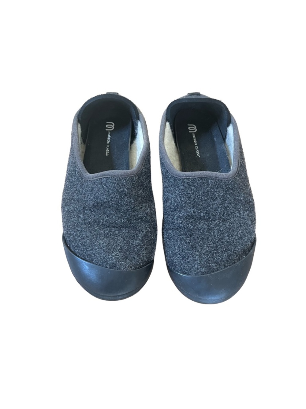Mahabis Classic Slippers – Gray Wool | Removable Sole | EU 38 (US 7–7.5)